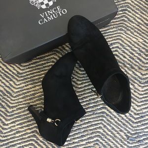 Vince Camuto Black Suede Oxford Booties